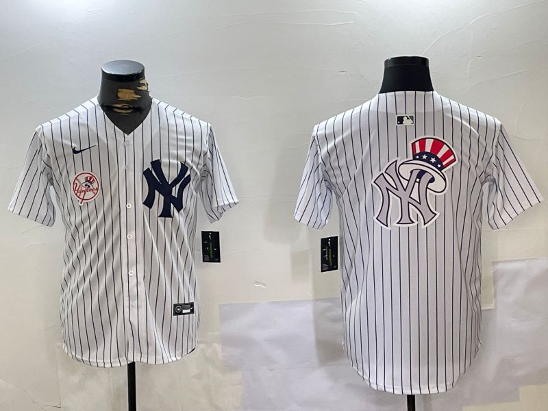 Men New York Yankees Blank White stripe Game 2024 Nike MLB Jersey style 102715